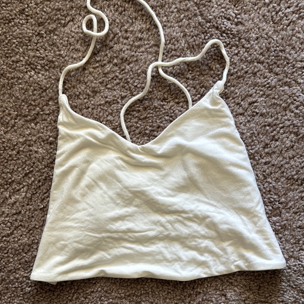 Klassy Network Cream Backless Crop Camisole